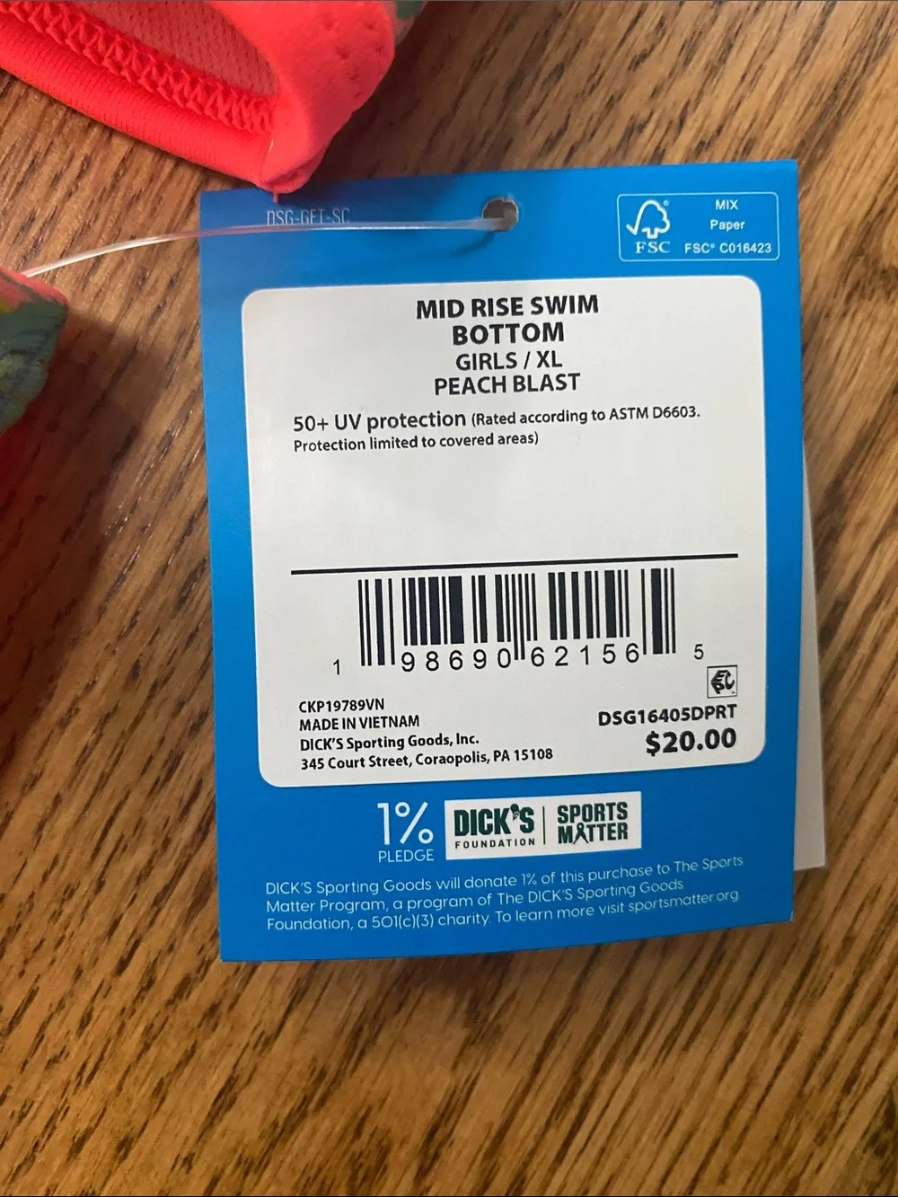NWT DSG two piece strawberry bathing suit size XL swim top and bottom